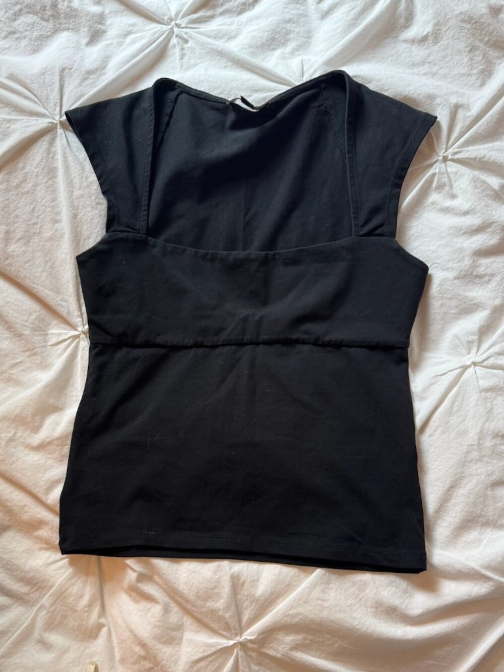 J.Crew Square Neck Cap Sleeve Stretch Top — Black — Size S — Worn Once